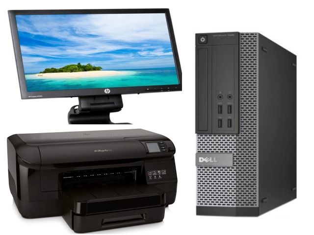 Dell Optiplex 7020 Core i5 Desktop with HP LA2206 22" Monitor and HP Laserjet Printer Bundle Condition Good